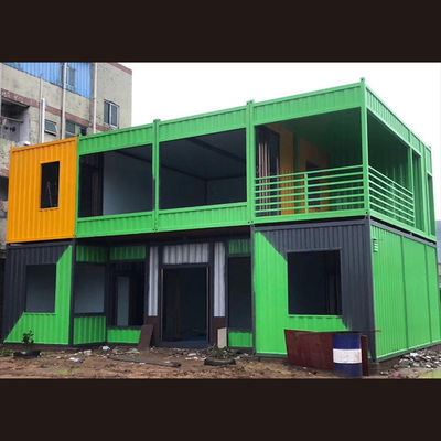 Casa de contenedores de trabajo pesado 2 pisos de acero brillante barra plana con estructura de acero galvanizado en caliente
