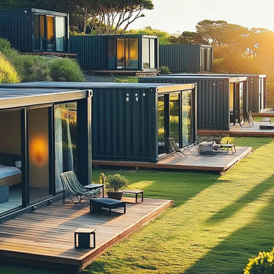 Folhas de cor acabamento de aço leve casas de contêineres de embalagem plana com 50mm/75mm Sandwich Panel parede